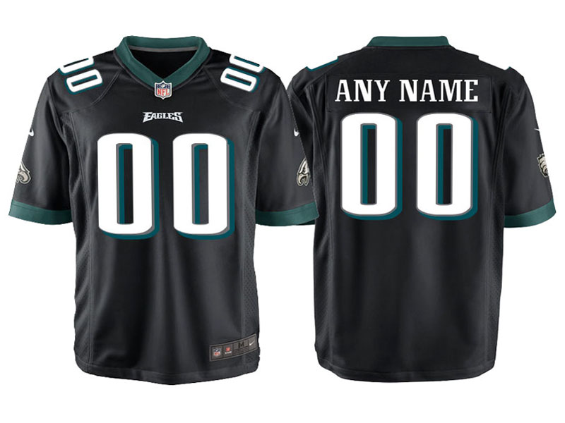 Youth Philadelphia Eagles Black Custom Game Jersey