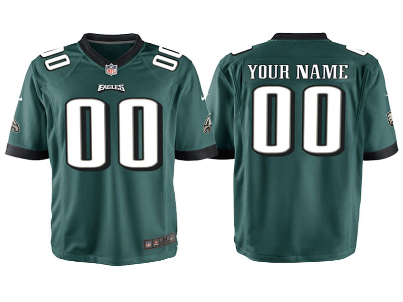 Youth Philadelphia Eagles Green Custom Game Jersey