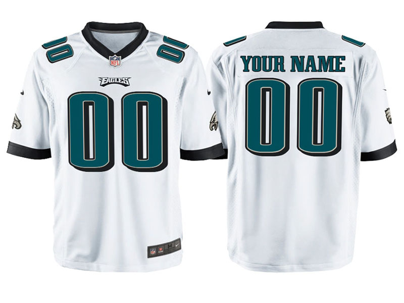 Youth Philadelphia Eagles White Custom Game Jersey