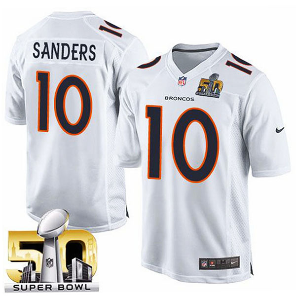 Youth Denver Broncos #10 Emmanuel Sanders White Super Bowl 50 Game Event Jersey