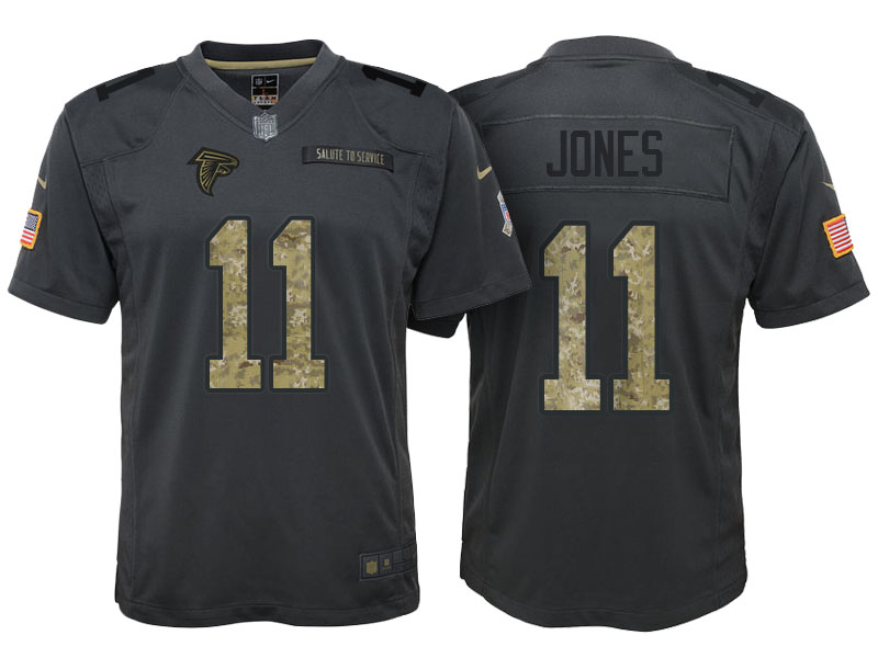 Youth Atlanta Falcons #11 Julio Jones Camo Anthracite 2016 Salute to Service Game Jersey