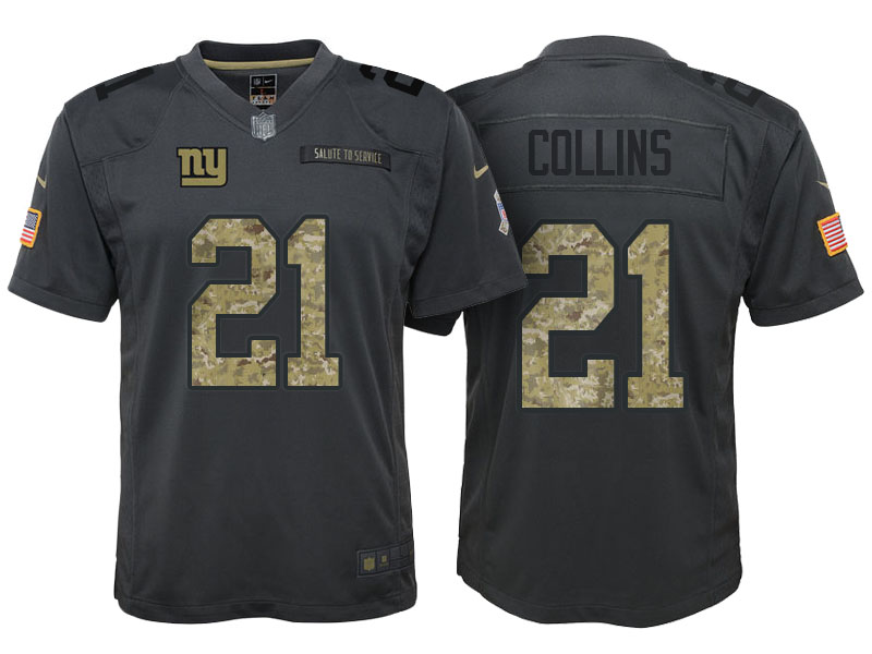 Youth New York Giants #21 Landon Collins Camo Anthracite 2016 Salute to Service Game Jersey