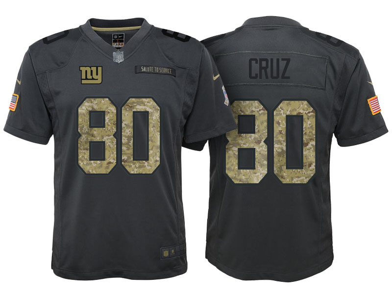 Youth New York Giants #80 Victor Cruz Camo Anthracite 2016 Salute to Service Game Jersey