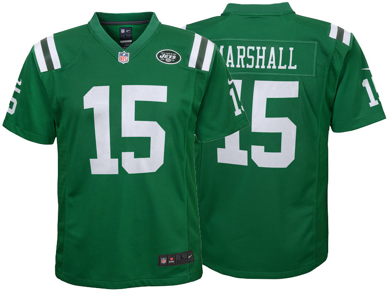 Youth New York Jets #15 Brandon Marshall Green Color Rush Game Jersey