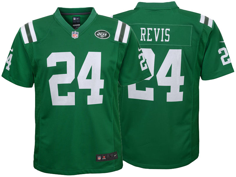 Youth New York Jets #24 Darrelle Revis Green Color Rush Game Jersey