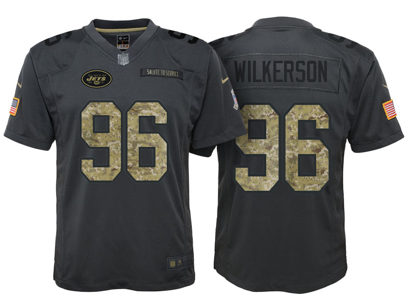 Youth New York Jets #96 Muhammad Wilkerson Camo Anthracite 2016 Salute to Service Game Jersey