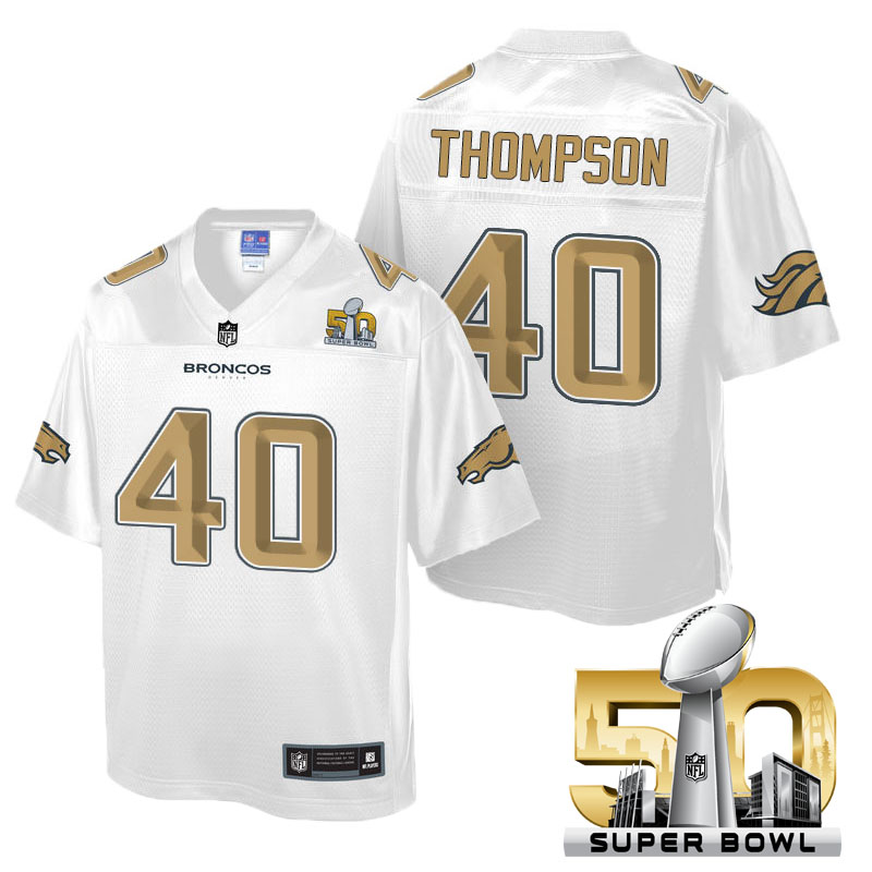 Youth Denver Broncos #40 Juwan Thompson White 2016 Super Bowl 50 Pro Line Fashion Jersey