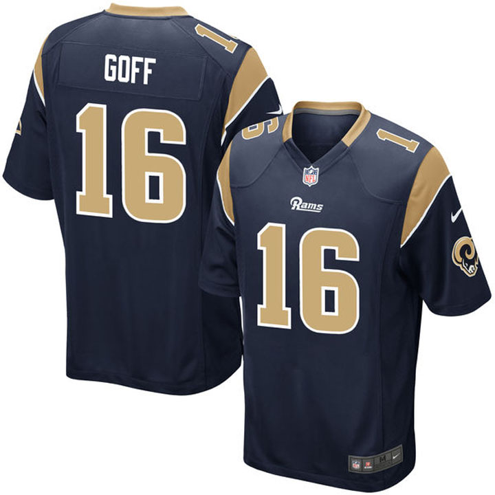 Youth Los Angeles Rams #16 Jared Goff Navy Game Jersey