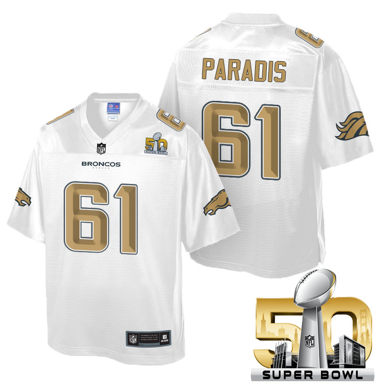 Youth Denver Broncos #61 Matt Paradis White 2016 Super Bowl 50 Pro Line Fashion Jersey