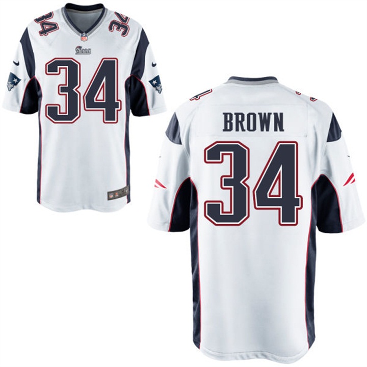 Youth New England Patriots #34 Donald Brown White Game Jersey