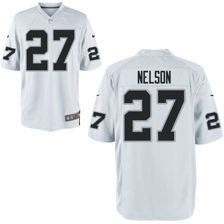 Youth Oakland Raiders #27 Reggie Nelson White Game Jersey