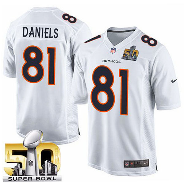 Youth Denver Broncos #81 Owen Daniels White Super Bowl 50 Game Event Jersey