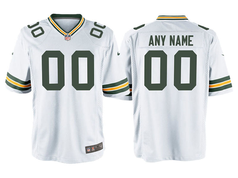 Youth Green Bay Packers White Custom Game Jersey