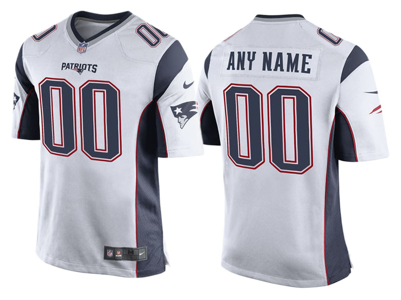 Youth New England Patriots White Custom Game Jersey