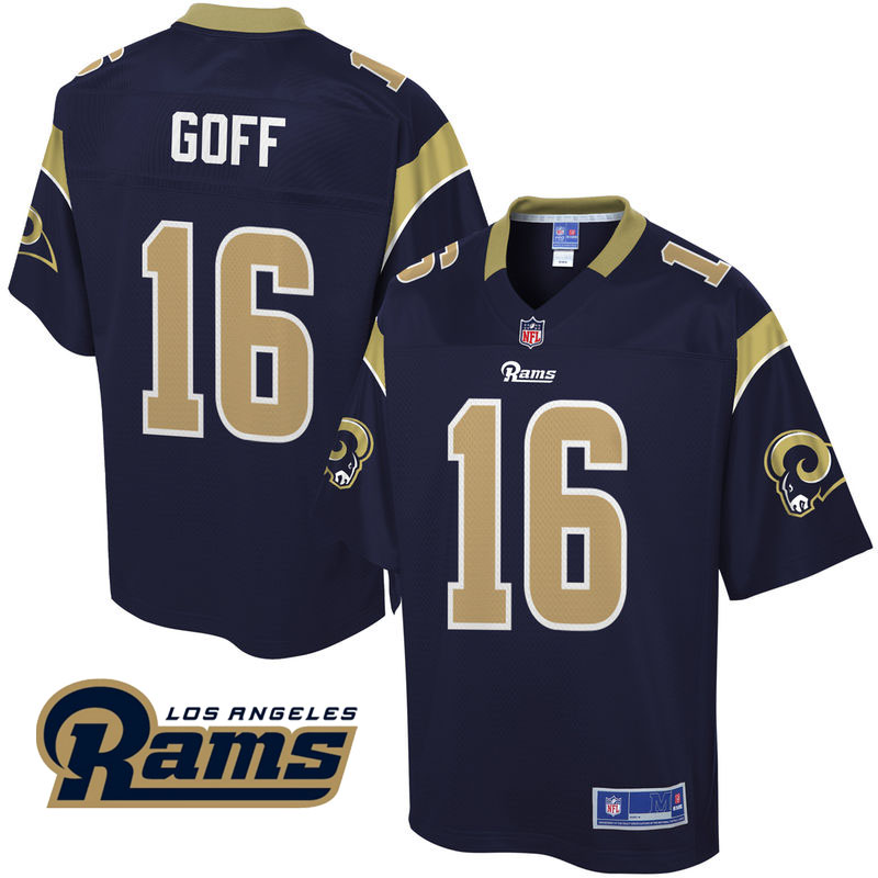 Youth Los Angeles Rams #16 Jared Goff Navy Pro Line Jersey