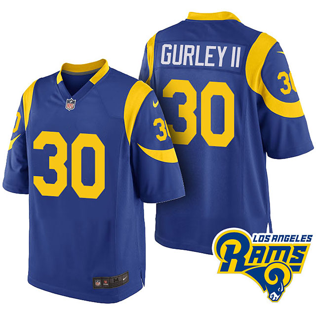 Youth Los Angeles Rams #30 Todd Gurley II Blue Throwback Game Jersey