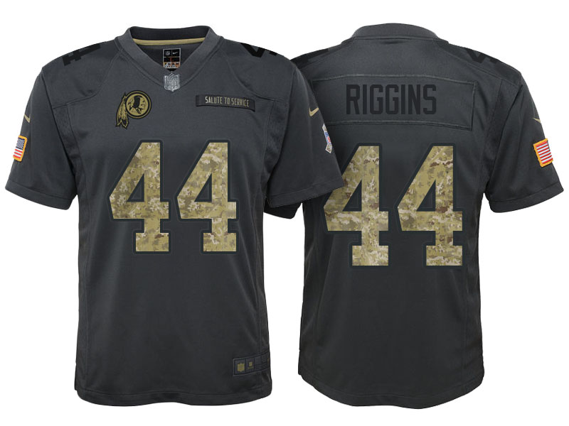 Youth Washington Redskins #44 John Riggins Camo Anthracite 2016 Salute to Service Game Jersey