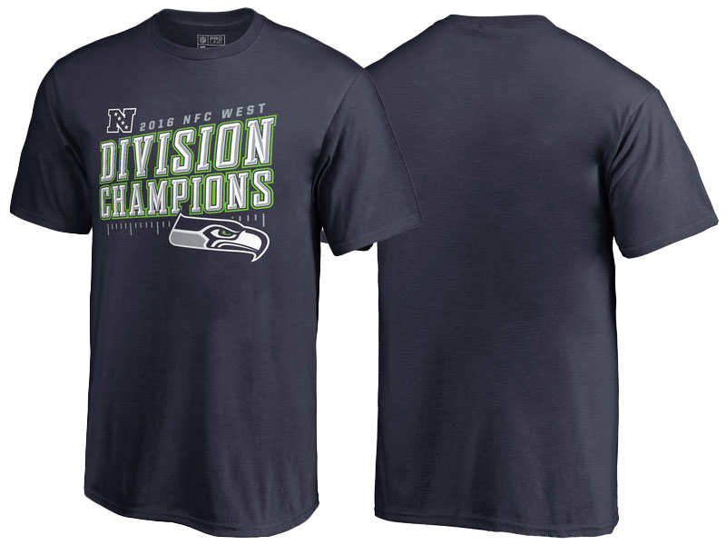 Youth 2016 NFC West Division Champions Seattle Seahawks College Navy Inches T-Shirt