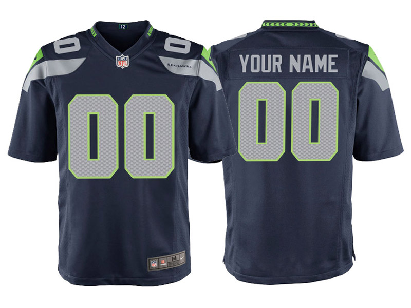 Youth Seattle Seahawks Navy Custom Game Jersey