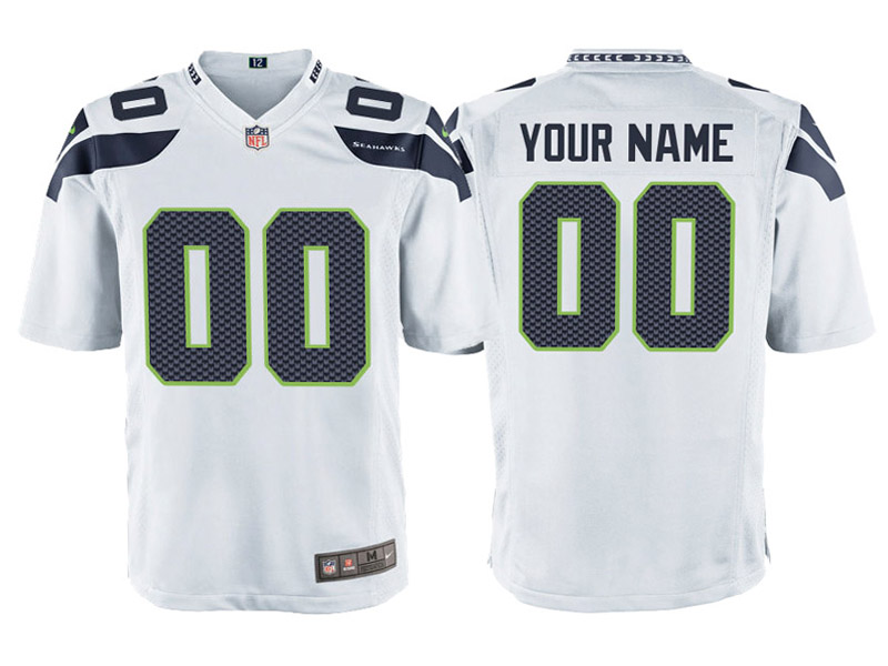 Youth Seattle Seahawks White Custom Game Jersey