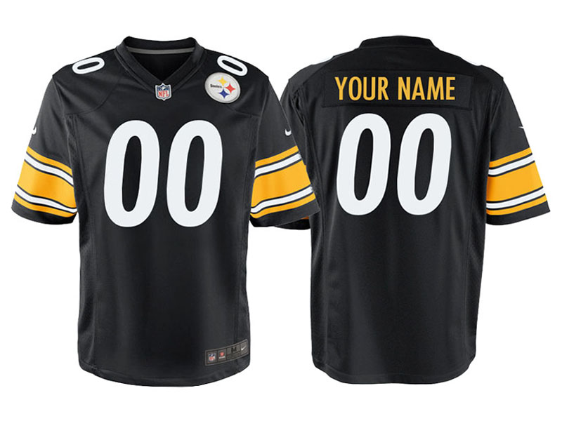 Youth Pittsburgh Steelers Black Custom Game Jersey