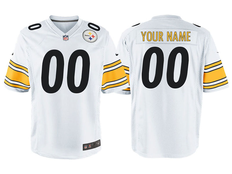 Youth Pittsburgh Steelers White Custom Game Jersey