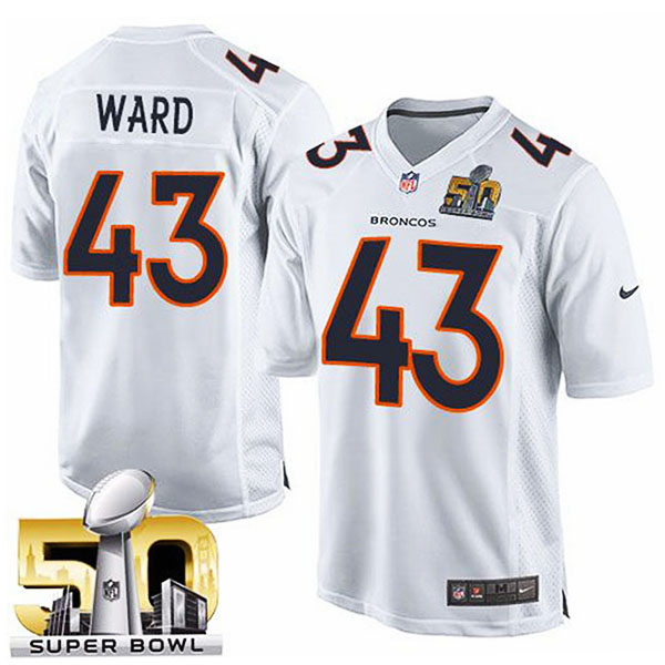 Youth Denver Broncos #43 T.J. Ward White Super Bowl 50 Game Event Jersey