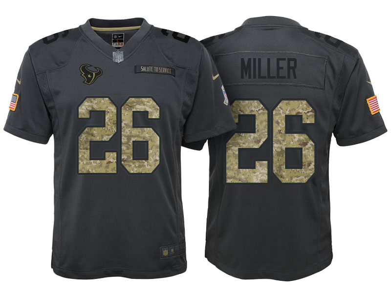 Youth Houston Texans #26 Lamar Miller Camo Anthracite 2016 Salute to Service Game Jersey