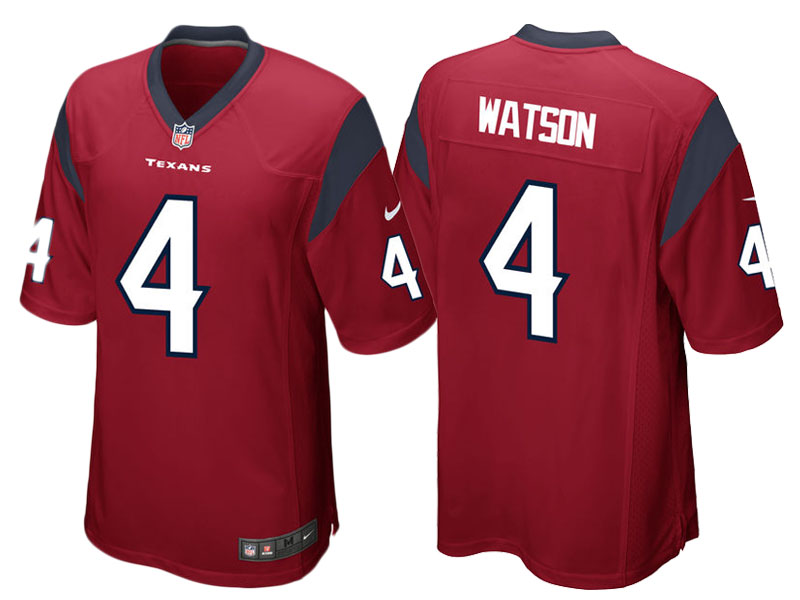 Youth Houston Texans Deshaun Watson Red 2017 Draft Pick Game Jersey