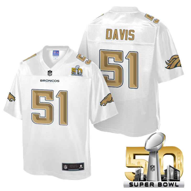 Youth Denver Broncos #51 Todd Davis White 2016 Super Bowl 50 Pro Line Fashion Jersey