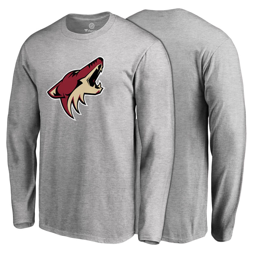 Arizona Coyotes Ash Primary Logo Long Sleeve T-shirt