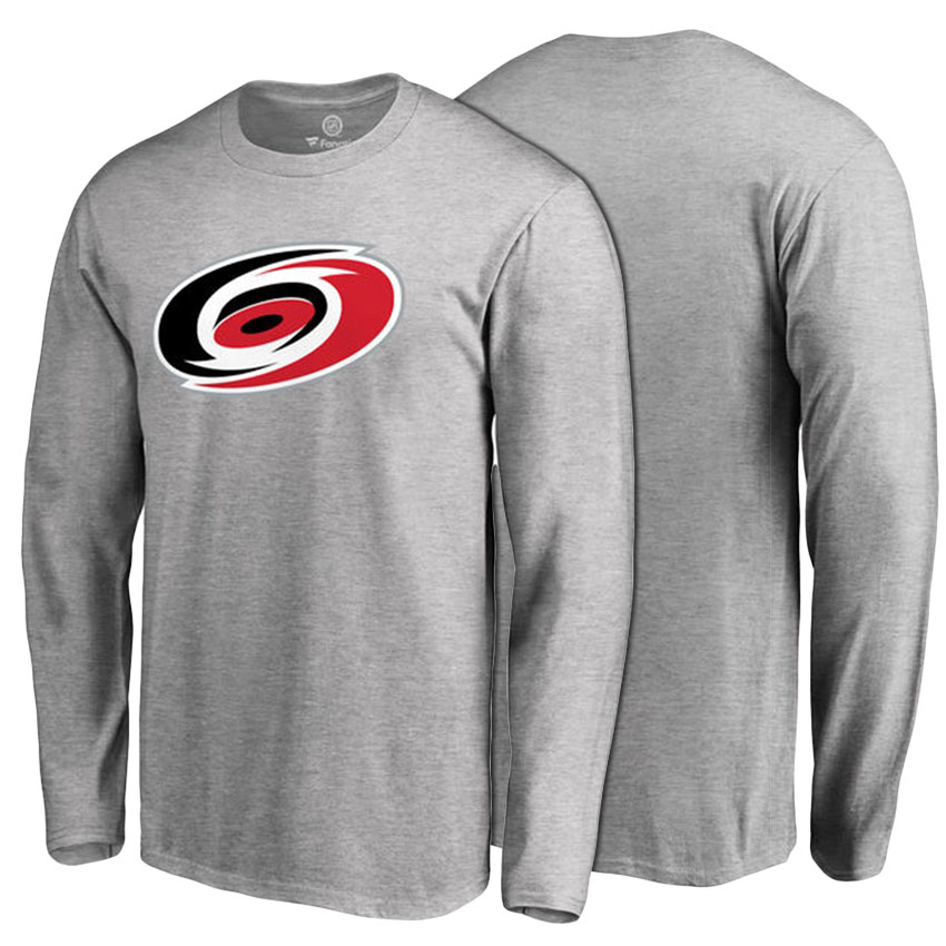 Carolina Hurricanes Ash Primary Logo Long Sleeve T-shirt