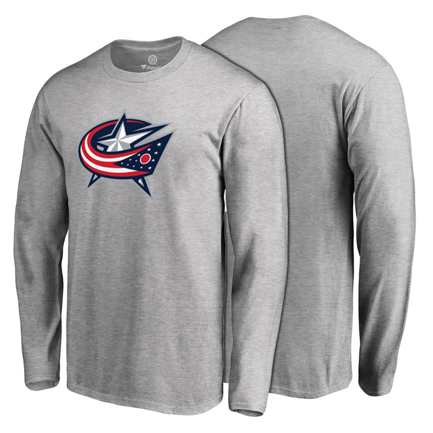 Columbus Blue Jackets Ash Primary Logo Long Sleeve T-shirt