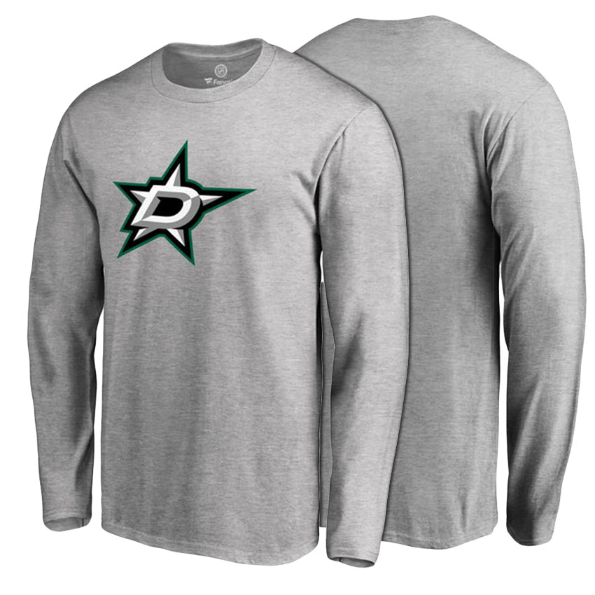 Dallas Stars Ash Primary Logo Long Sleeve T-shirt