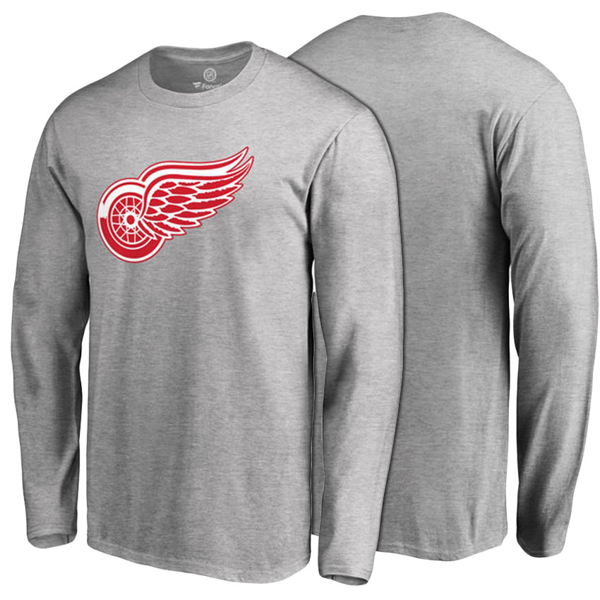 Detroit Red Wings Ash Primary Logo Long Sleeve T-shirt