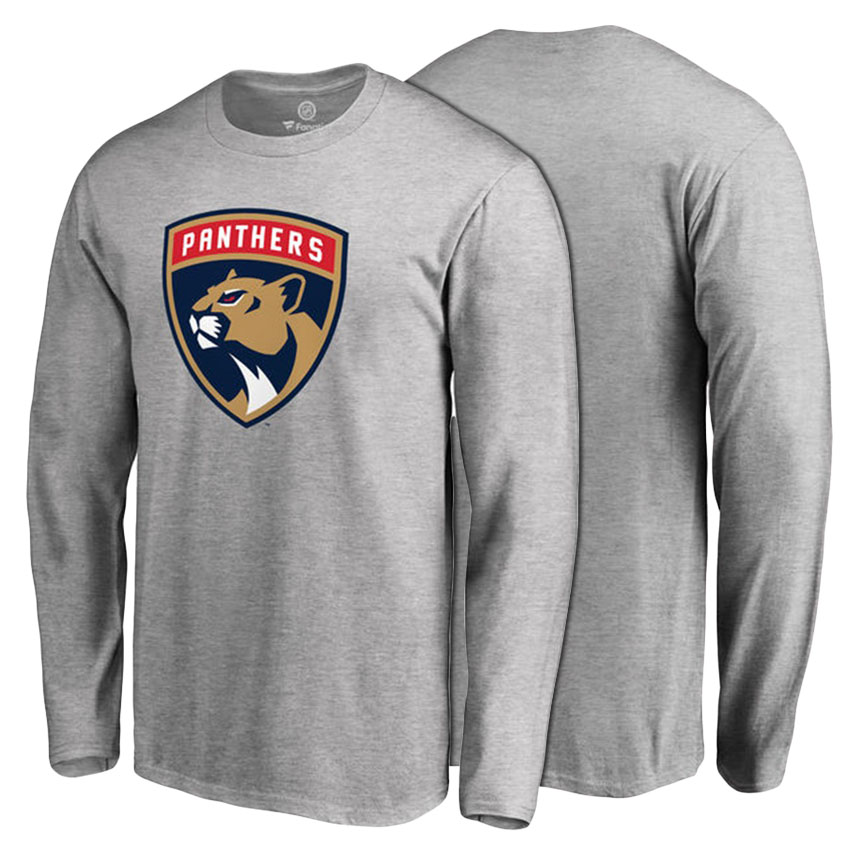 Florida Panthers Ash Primary Logo Long Sleeve T-shirt