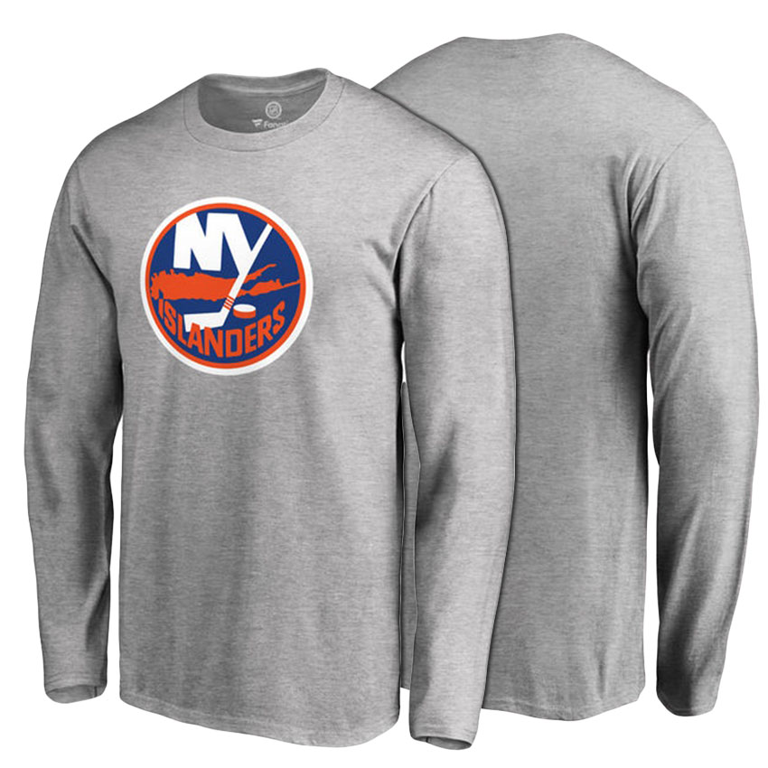 New York Islanders Ash Primary Logo Long Sleeve T-shirt