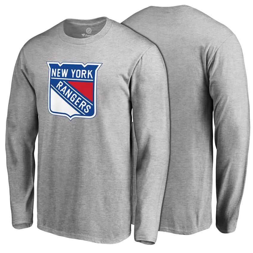 New York Rangers Ash Primary Logo Long Sleeve T-shirt