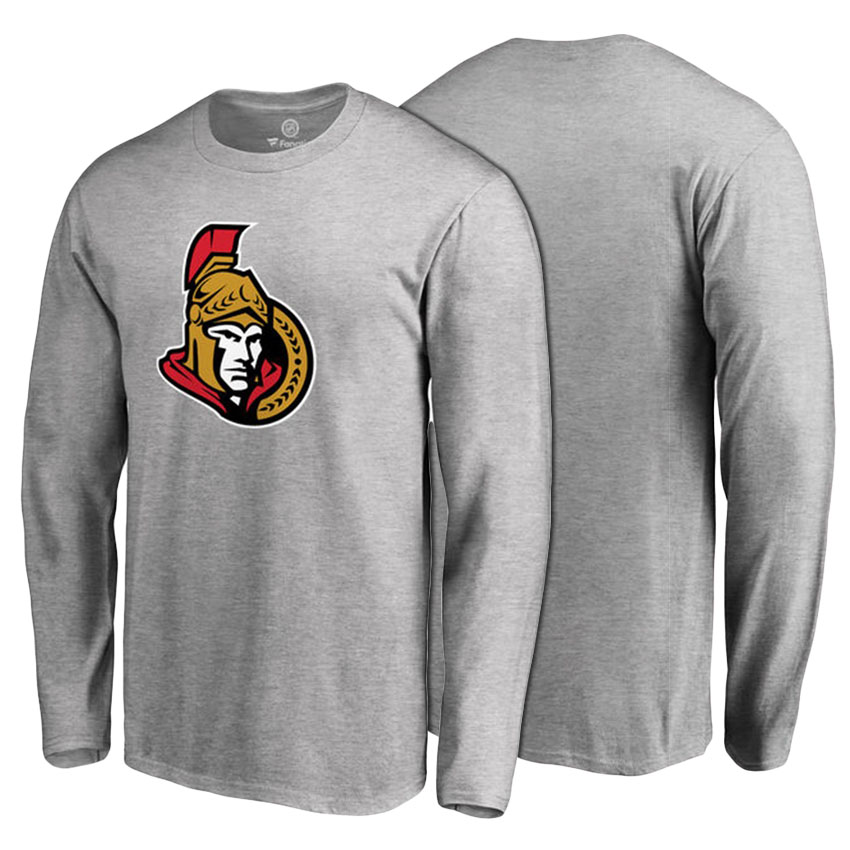 Ottawa Senators Ash Primary Logo Long Sleeve T-shirt