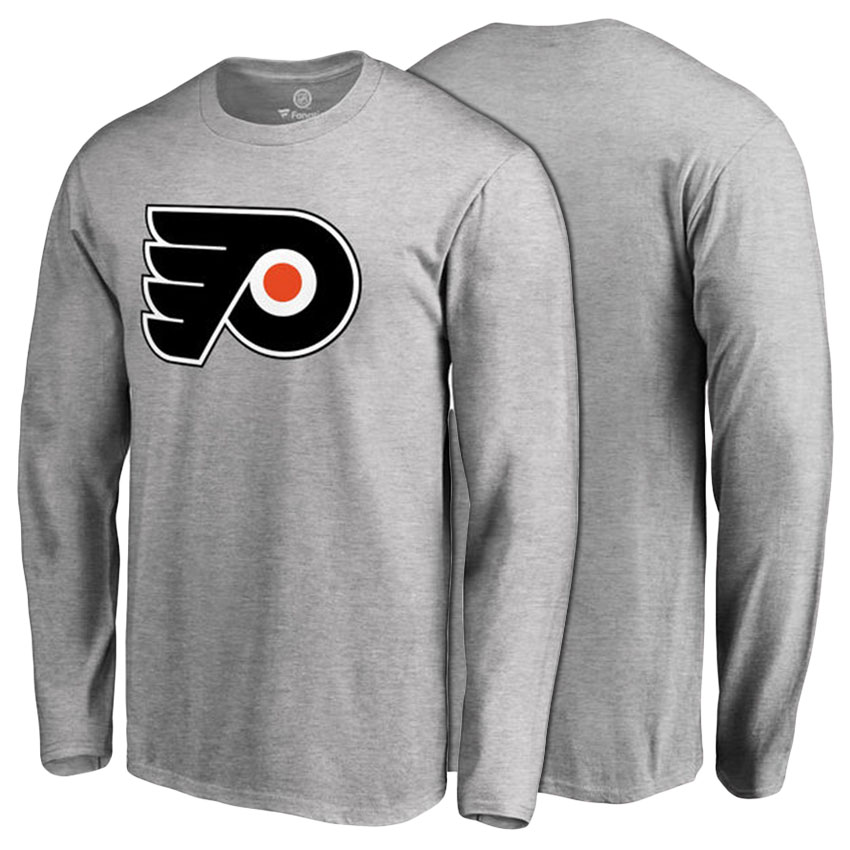 Philadelphia Flyers Ash Primary Logo Long Sleeve T-shirt