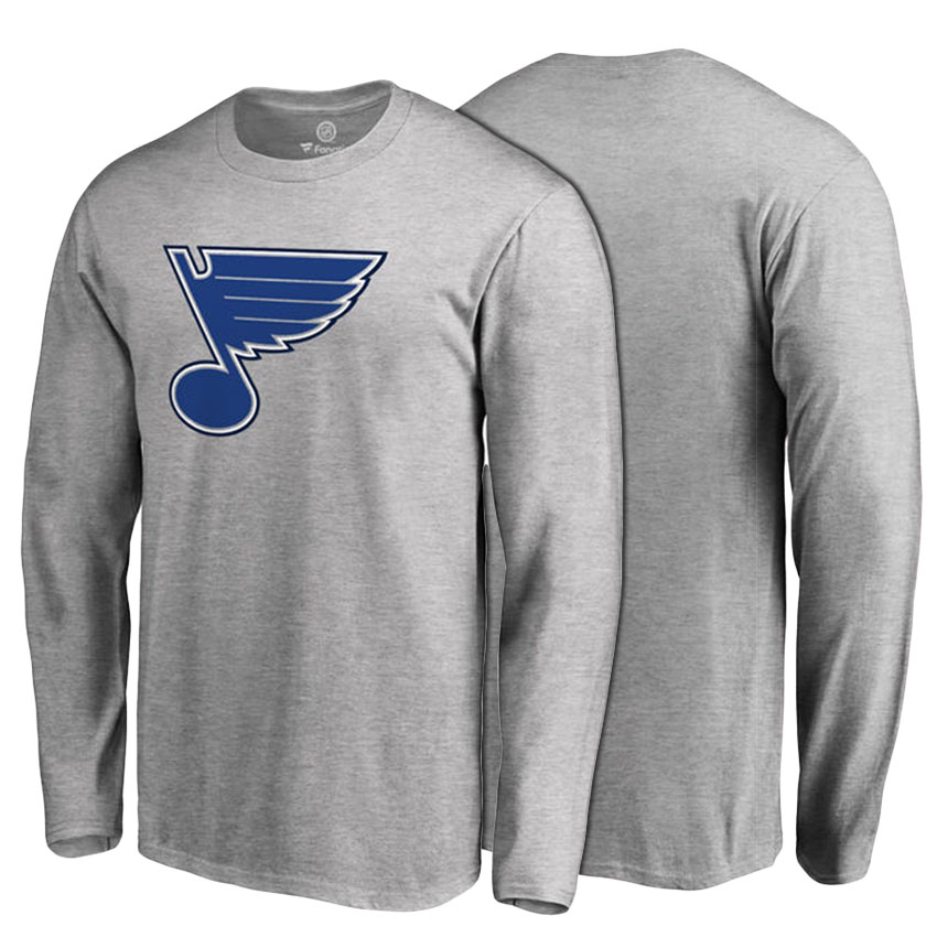 St. Louis Blues Ash Primary Logo Long Sleeve T-shirt