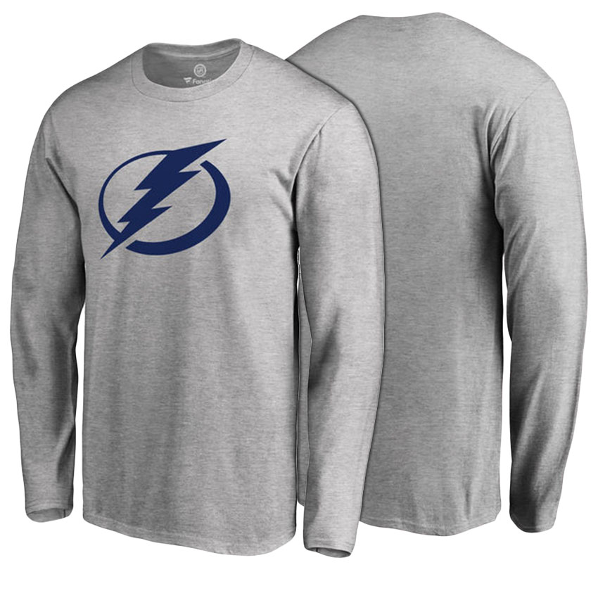 Tampa Bay Lightning Ash Primary Logo Long Sleeve T-shirt