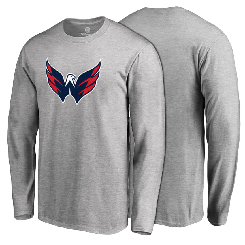 Washington Capitals Ash Primary Logo Long Sleeve T-shirt