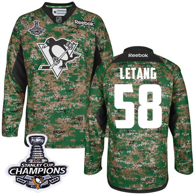 Penguins #58 Kris Letang 2016 Stanley Cup Champions Digital Camo Veteran's Day Practice Jersey