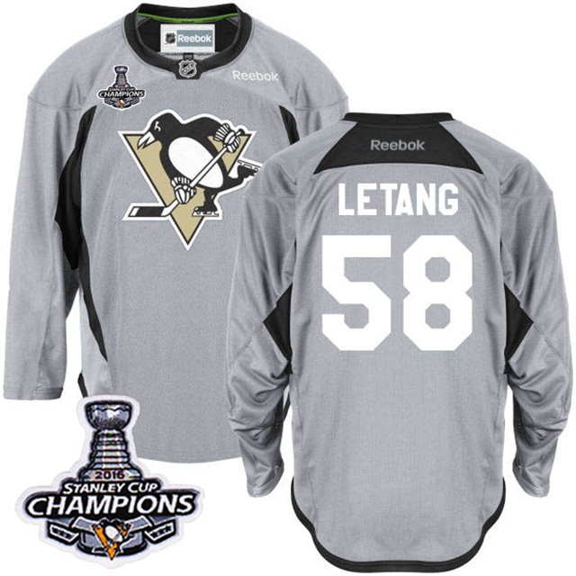 Pittsburgh Penguins #58 Kris Letang 2016 Stanley Cup Champions Finals Gray Practice Jersey