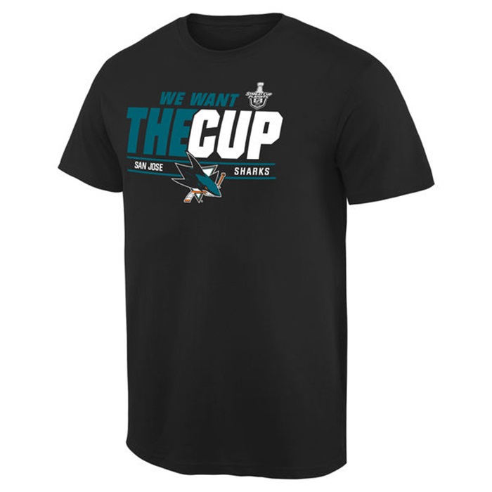 Men's 2016 Stanley Cup Playoffs Bound San Jose Sharks We Want The Cup Black T-Shirt