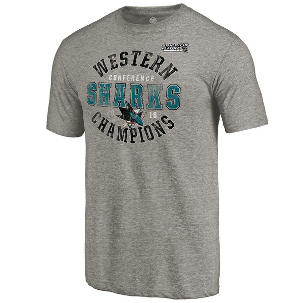 2016 Western Conference Champions San Jose Sharks Breakaway Tri-Blend Gray T-Shirt