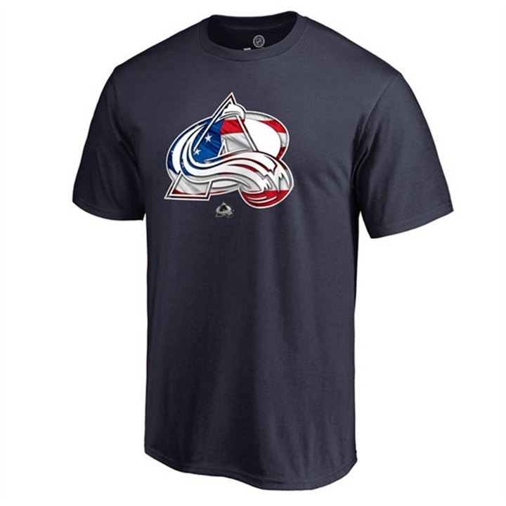 Colorado Avalanche Banner Wave Navy T-Shirt