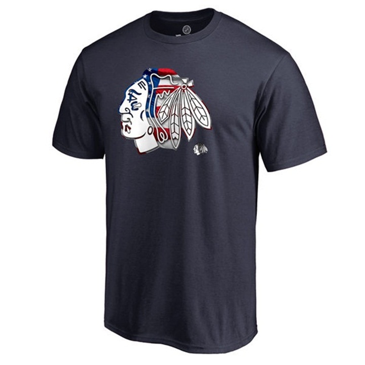 Chicago Blackhawks Banner Wave Navy T-Shirt