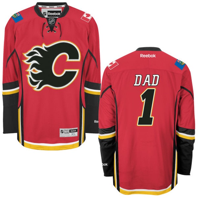 Gift for Dad Calgary Flames Red Number One Dad Jersey